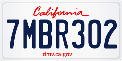 CA license plate 7MBR302
