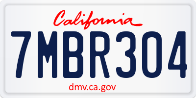 CA license plate 7MBR304
