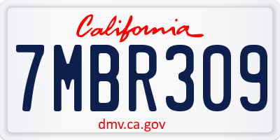 CA license plate 7MBR309