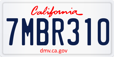 CA license plate 7MBR310