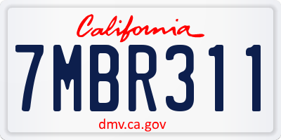 CA license plate 7MBR311