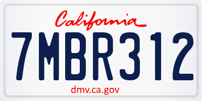 CA license plate 7MBR312