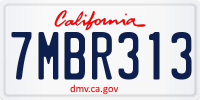 CA license plate 7MBR313
