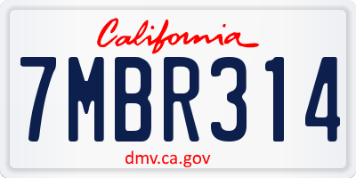 CA license plate 7MBR314