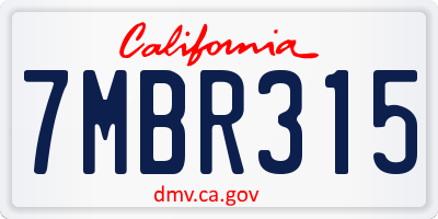 CA license plate 7MBR315
