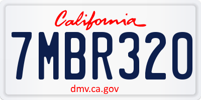 CA license plate 7MBR320