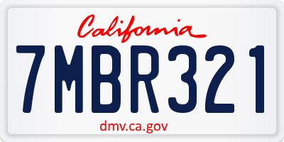 CA license plate 7MBR321