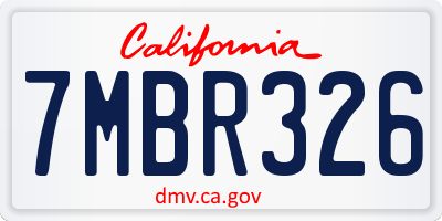 CA license plate 7MBR326