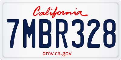 CA license plate 7MBR328