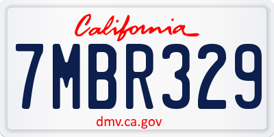 CA license plate 7MBR329