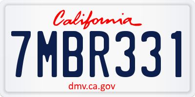 CA license plate 7MBR331