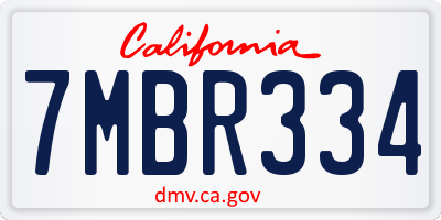 CA license plate 7MBR334