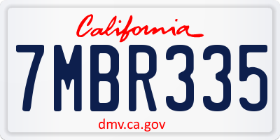 CA license plate 7MBR335