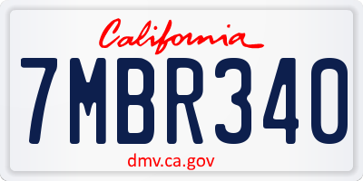 CA license plate 7MBR340