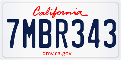 CA license plate 7MBR343