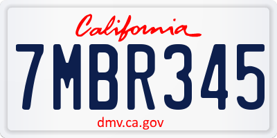 CA license plate 7MBR345