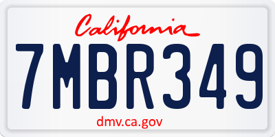 CA license plate 7MBR349