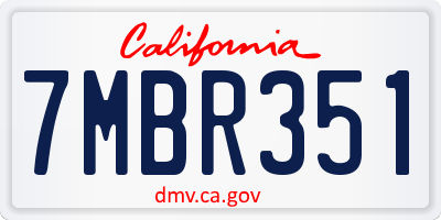 CA license plate 7MBR351