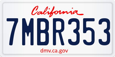 CA license plate 7MBR353