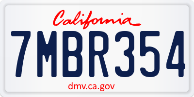 CA license plate 7MBR354