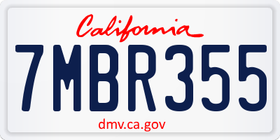 CA license plate 7MBR355