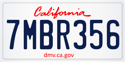 CA license plate 7MBR356