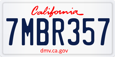 CA license plate 7MBR357