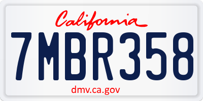 CA license plate 7MBR358