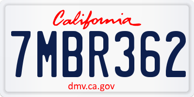 CA license plate 7MBR362