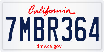 CA license plate 7MBR364
