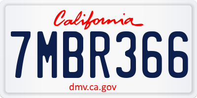 CA license plate 7MBR366