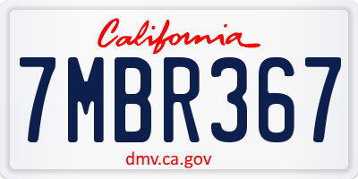 CA license plate 7MBR367