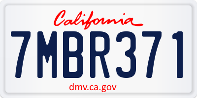CA license plate 7MBR371