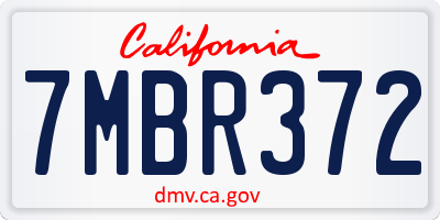 CA license plate 7MBR372