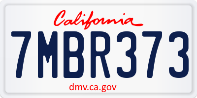 CA license plate 7MBR373