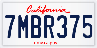 CA license plate 7MBR375