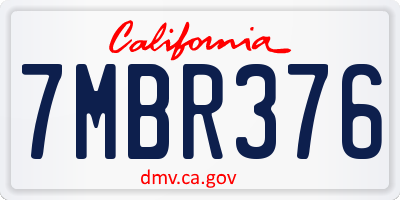 CA license plate 7MBR376