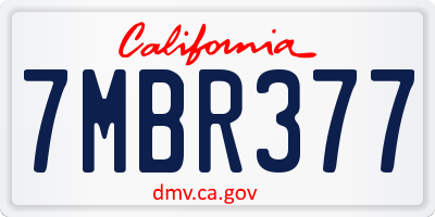 CA license plate 7MBR377