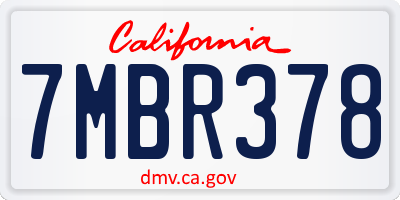 CA license plate 7MBR378