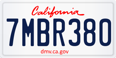 CA license plate 7MBR380