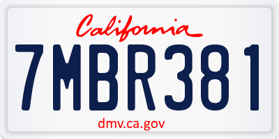 CA license plate 7MBR381