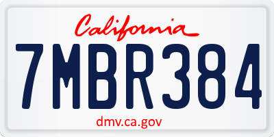 CA license plate 7MBR384