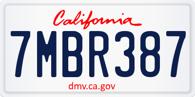 CA license plate 7MBR387