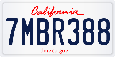 CA license plate 7MBR388