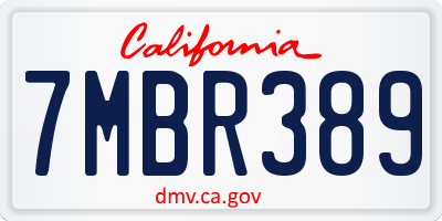 CA license plate 7MBR389