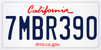 CA license plate 7MBR390