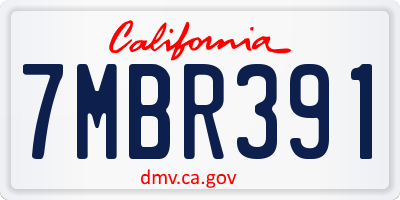 CA license plate 7MBR391