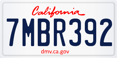 CA license plate 7MBR392