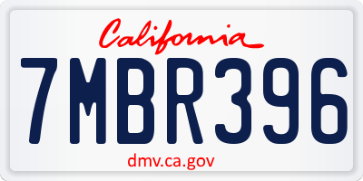 CA license plate 7MBR396