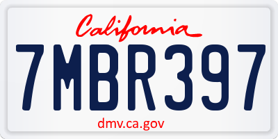 CA license plate 7MBR397
